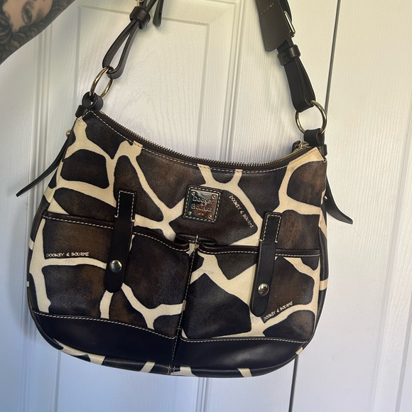 Dooney & Bourke Handbags - Dooney & Bourke Giraffe Pattern Shoulder Bag - Black and Brown